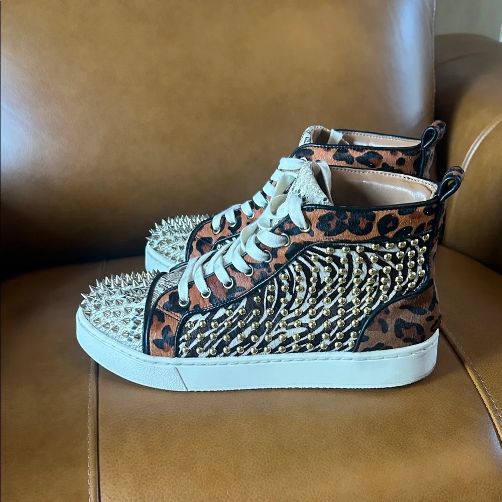 Steve Madden Rockstud Leopard Print Sneakers Men’s 9